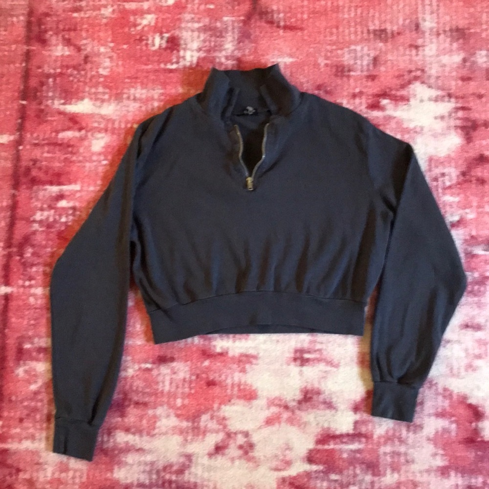 John Galt Brandy Melville blue half zip tee